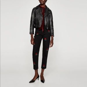 Zara Genuine Leather Biker Jacket